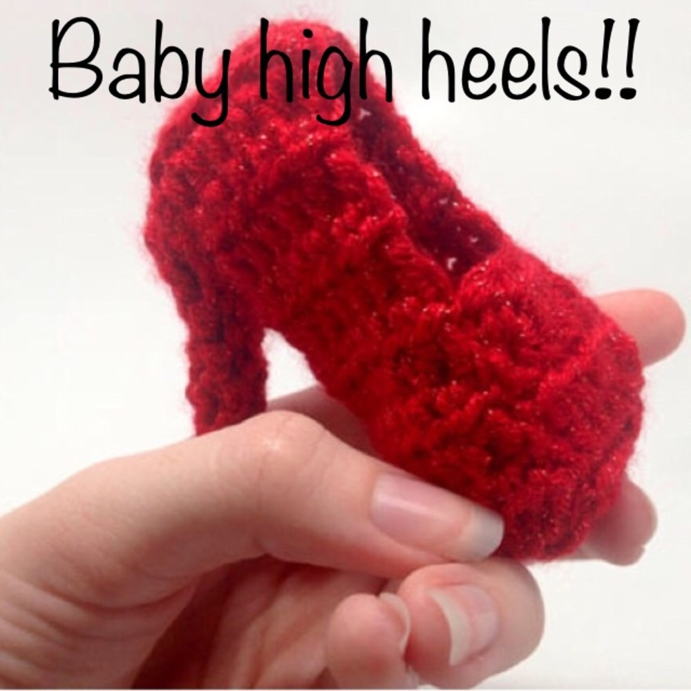 Baby high heels sparkly red shoes crochet handmade